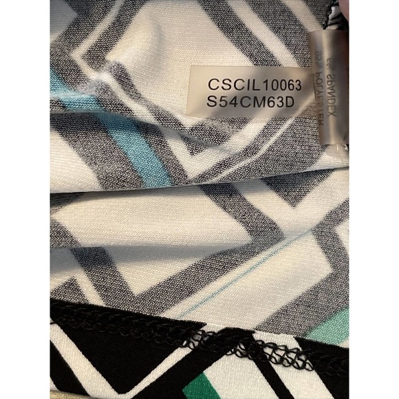 CALVIN KLEIN Women's S Polyester Spandex Drape Neck Blouse White Black Green - Picture 5 of 6